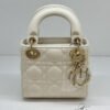 Pre-Owned/ Pre-Loved/ Second-Hand Dior Micro Lady Dior , Bag in White, Gold Hardware Color, 12 x 11 x 5 cm  Size, Front View