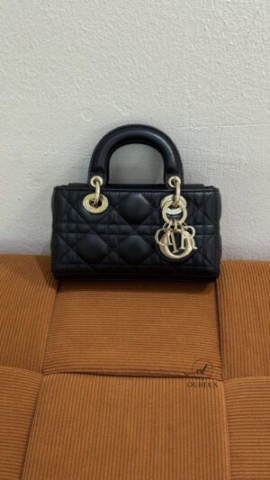 Pre-Owned/ Pre-Loved/ Second-Hand Dior Lady Dior D-Joy Micro, Bag in Black, Gold Hardware Color, Micro Size, Front View