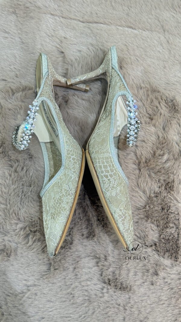 Jimmy Choo | Bing 65 White Lace Mules With Crystal Straps