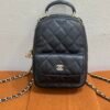 Pre-Owned/ Pre-Loved/ Second-Hand Chanel Mini BackPack Cavair, Bag in Black, Light Gold Hardware Color, Mini Size, Front View