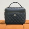 Pre-Owned/ Pre-Loved/ Second-Hand Chanel Top Handle Vanity Cosmetics Case (Cavair), Bag in Black, Light Gold Hardware Color, 20 x 15 x 13 cm Size, Front View