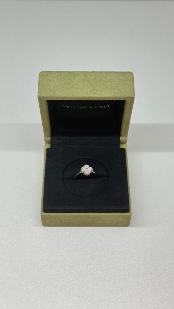 B202502411-Van-Cleef-Arpels-VCA-Diamond-Sweet-Alhambra-Ring Pre-Owned/ Pre-Loved/ Second-Hand Van Cleef & Arpels (VCA) Diamond Sweet Alhambra Ring, Ring in White Gold Color, 49 Size, Front View