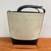 Pre-Owned/ Preloved/ Second Hand Celine Triomphe Bucket Bag Canvas, Bag in Black, Beige Color, 17 X 22 X 10 CM Size, Front View