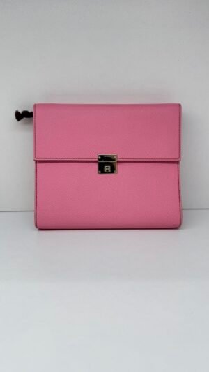 Pre-Owned/ Pre-Loved/ Second-Hand Hermes Clic 16 Wallet Crossbody, Bag in Pink, Silver Hardware (Epsom leather) Color, 16 x 15 x 3.5 cm Size, Front View