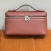 Pre-Owned/ Preloved/ Second Hand Loro Piana Lord Piana L19 Extra Pocket, Bag in Burgundy, Silver Hardware Color, 19cm Size, Front View