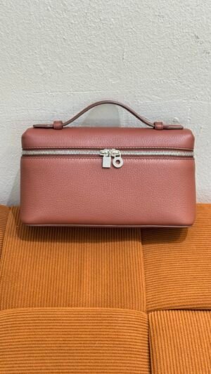 Pre-Owned/ Preloved/ Second Hand Loro Piana Lord Piana L19 Extra Pocket, Bag in Burgundy, Silver Hardware Color, 19cm Size, Front View