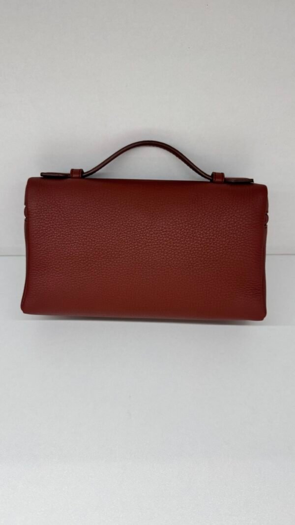 Pre-Owned/ Pre-Loved/ Second-Hand Loro Piana Lord Piana L19 Extra Pocket, Bag in Kummel Burgundy, Silver Hardware Color, 19cm Size, Front View