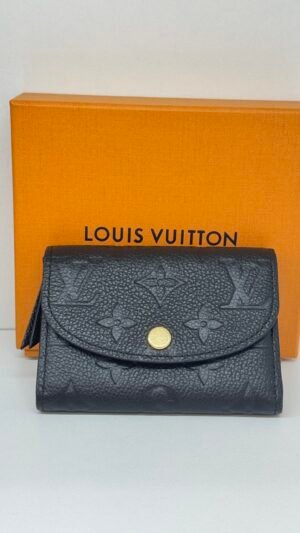 Pre-Owned/ Pre-Loved/ Second-Hand Louis Vuitton (LV) Rosalie Zippy Coin Purse, Wallet in Black (Empreinte Leather) , Gold Hardware Color, 11 x 8 x 2.5 cm Size, Front View
