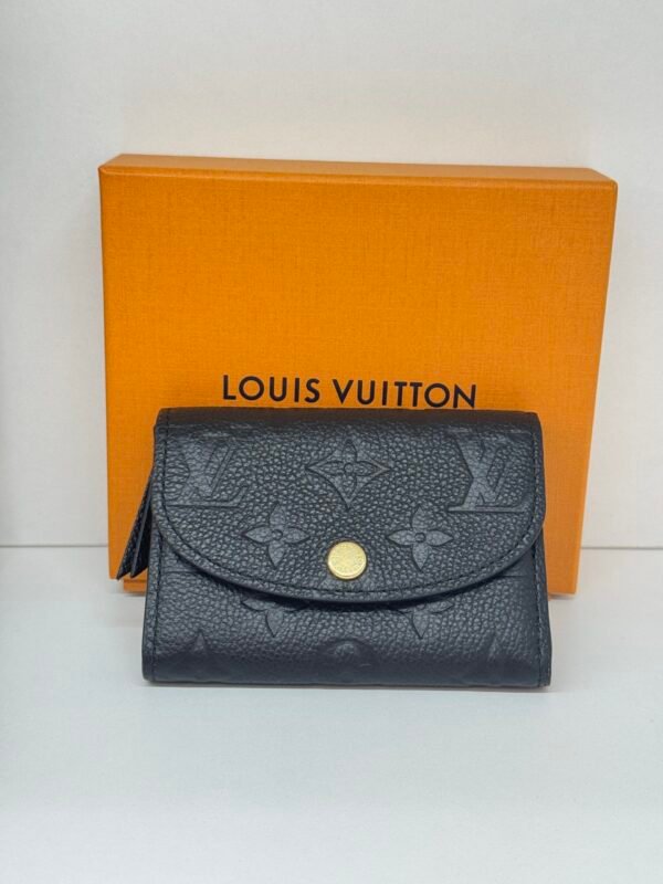 Pre-Owned/ Pre-Loved/ Second-Hand Louis Vuitton (LV) Rosalie Zippy Coin Purse, Wallet in Black (Empreinte Leather) , Gold Hardware Color, 11 x 8 x 2.5 cm Size, Front View