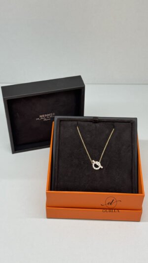 Pre-Owned/ Pre-Loved/ Second-Hand Hermes Diamond Finesse Necklace, Necklace in Rose Gold Color,  Size, Front View