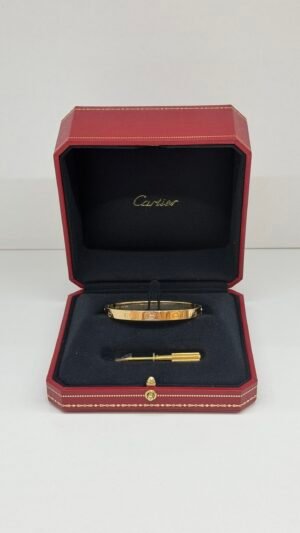 Pre-Owned/ Pre-Loved/ Second-Hand Cartier Classic Regular Love Bracelet, Bracelet in Yellow Gold Color, 17 Size, Front View