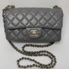 Pre-Owned/ Pre-Loved/ Second-Hand Chanel Mini Rectangle, Bag in Grey, Light Gold Hardware Color, Mini Size, Front View