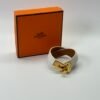 b202506471-hermes-double-kelly-bracelet Pre-Owned/ Pre-Loved/ Second-Hand Hermes Double Kelly Bracelet, Bracelet in White, Gold Plated Color, Small Size, Front View