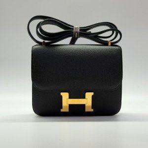 b202506493-hermes-constance-mini-iii-18-epsom Pre-Owned/ Pre-Loved/ Second-Hand Hermes Constance Mini III 18 Epsom, Bag in Black, Rose Gold Hardware Color, Size, Front View