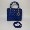 b202513512-dior-medium-lady-dior-lambskin Pre-Owned/ Pre-Loved/ Second-Hand Dior Medium Lady Dior Lambskin, Bag in Blue, Silver Hardware Color, Medium Size, Front View