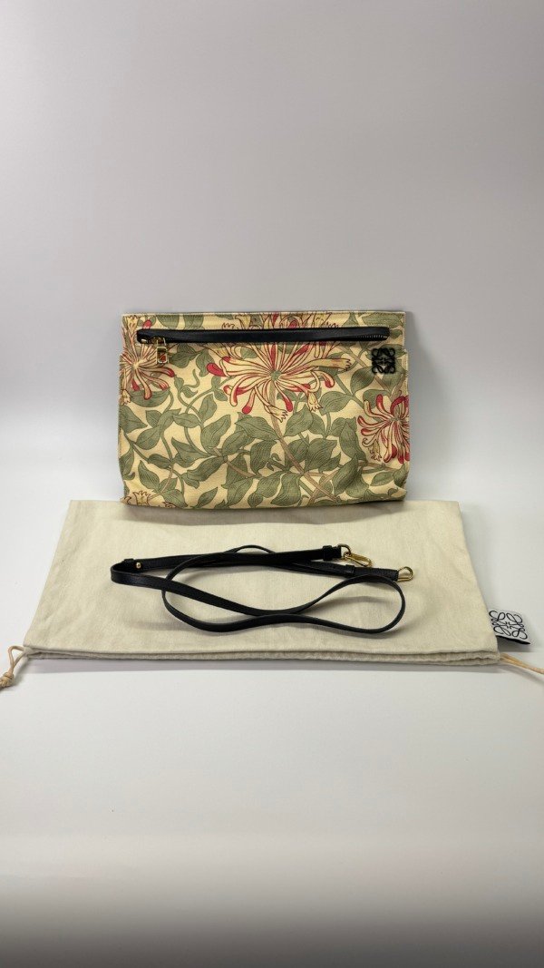 b202515464-loewe-pouch-crossbody Pre-Owned/ Pre-Loved/ Second-Hand Loewe Pouch Crossbody, Bag in Canvas Print, Black Color, 31 x 20.5 x 6 cm Size, Front View