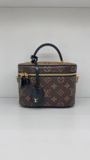 Pre-Owned/ Pre-Loved/ Second-Hand Louis Vuitton (LV) Vanity PM, Bag in Reverse Monogram, Black Color,  Size, Front View