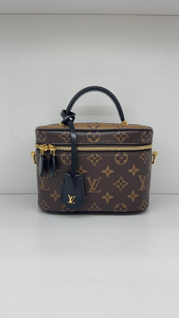 Pre-Owned/ Pre-Loved/ Second-Hand Louis Vuitton (LV) Vanity PM, Bag in Reverse Monogram, Black Color,  Size, Front View