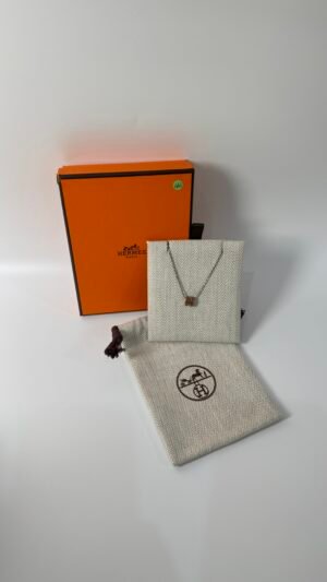 c202506524-hermes-mini-pop-h-necklace Pre-Owned/ Pre-Loved/ Second-Hand Hermes Mini Pop H Necklace, Necklace in Gold (brown) Palladium Hardware Color, Size, Front View