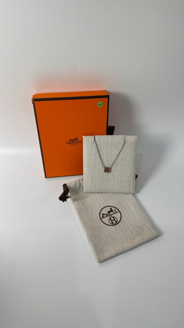 c202506524-hermes-mini-pop-h-necklace Pre-Owned/ Pre-Loved/ Second-Hand Hermes Mini Pop H Necklace, Necklace in Gold (brown) Palladium Hardware Color, Size, Front View