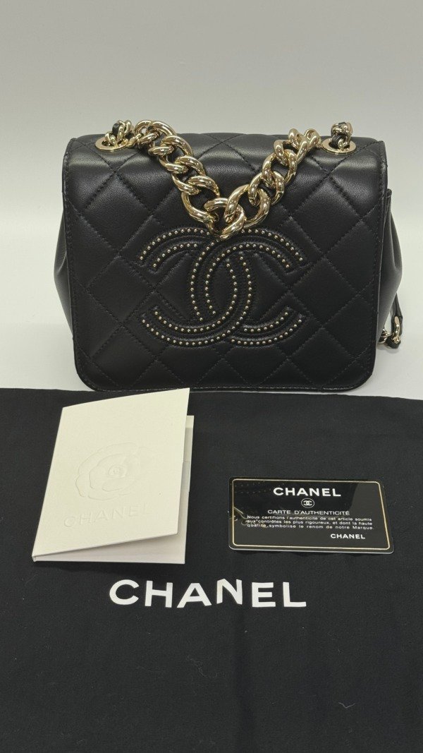 b202501562-chanel-seasonal-flap-10 Chanel | Studded Logo Mini Flap