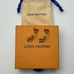 Pre-Owned/ Pre-Loved/ Second-Hand Louis Vuitton (LV) Blooming Earrings Monogram, Earring in Gold Colour Color, 2.5cm Size, Front View