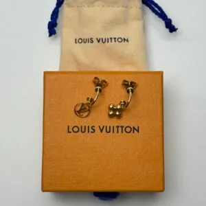 Pre-Owned/ Pre-Loved/ Second-Hand Louis Vuitton (LV) Blooming Earrings Monogram, Earring in Gold Colour Color, 2.5cm Size, Front View