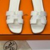 Pre-Owned/ Pre-Loved/ Second-Hand Hermes Oran Sandals, Shoe in White Color, 35 Size, Front View
