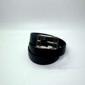 b202506579-hermes-crocodile-cape-cod-32-belt Pre-Owned/ Pre-Loved/ Second-Hand Hermes Crocodile Cape Cod 32 Belt, Others in Black, Silver Hardware Color, 90 Size, Front View