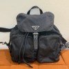 b202509595-prada-nylon-backpack-saffiano-leather-4 Pre-Owned/ Pre-Loved/ Second-Hand Prada Nylon Backpack Saffiano Leather, Bag in Black, Silver Hardware Color, 30 x 30 x 35 cm Size, Front View