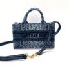 b202513563-dior-mini-book-tote-with-strap Pre-Owned/ Pre-Loved/ Second-Hand Dior Mini Book Tote With Strap, Bag in Denim Blue Color, Mini Size, Front View