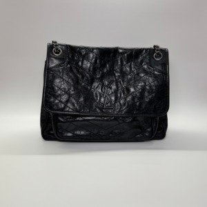 Pre-Owned/ Pre-Loved/ Second-Hand Saint Laurent (YSL) Niki Bag Large, Bag in Black, Silver Hardware Color, 32 x 22 x 12cm Size, Front View