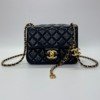c202501600-chanel-mini-rectangle-cc-adjustable-strap Pre-Owned/ Pre-Loved/ Second-Hand Chanel Mini Square CC Adjustable Strap, Bag in Black, Gold Hardware (Shiny Lambskin) Color, 13 x 18 x 7 cm Size, Front View