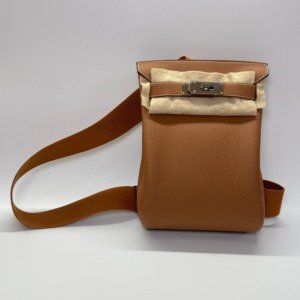 Pre-Owned/ Pre-Loved/ Second-Hand Hermes Hac A Dos PM Backpack (Togo), Bag in Gold, Palladium Hardware Color, PM (condition is like new, used once) Size, Front View