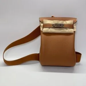 c202506589-hermes-hac-a-dos-pm-backpack-togo Pre-Owned/ Pre-Loved/ Second-Hand Hermes Hac A Dos PM Backpack (Togo), Bag in Gold, Palladium Hardware Color, PM (condition is like new, used once) Size, Front View