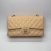 Pre-Owned/ Pre-Loved/ Second-Hand Chanel Medium Classic Flap Cavair, Bag in Beige, Light Gold Hardware Color, Medium Size, Front View
