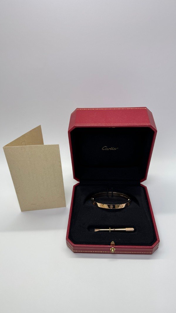 Pre-Owned/ Pre-Loved/ Second-Hand Cartier Classic Love Bracelet, Bracelet in Rose Gold Color, 16 Size, Front View