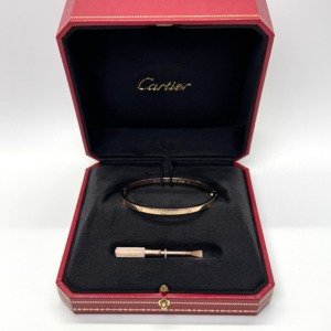 b202503656-cartier-love-bracelet-small-model Pre-Owned/ Pre-Loved/ Second-Hand Cartier Love Bracelet Small Model, Bracelet in Rose Gold Color, 17 Size, Front View