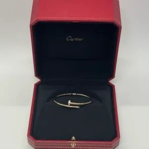 Pre-Owned/ Pre-Loved/ Second-Hand Cartier Diamond Juste Un Clou Small Model, Bracelet in Yellow Gold Color, 14 Size, Front View