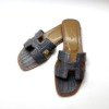 Pre-Owned/ Pre-Loved/ Second-Hand Hermes Oran Sandals Alligator, Shoe in  Matte Grey Color, 36.5 Size, Front View