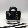 Pre-Owned/ Pre-Loved/ Second-Hand Dior Micro Lady D-Joy Dual Strap, Bag in Black, Gold Hardware Color, 16 x 9 x 5 cm Size, Front View