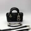 b202513618-dior-micro-lady-d-joy-dual-strap Pre-Owned/ Pre-Loved/ Second-Hand Dior Micro Lady D-Joy Dual Strap, Bag in Black, Gold Hardware Color, 16 x 9 x 5 cm Size, Front View