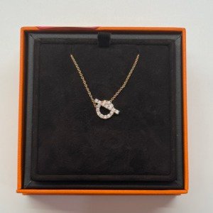 Pre-Owned/ Pre-Loved/ Second-Hand Hermes Finesse Diamond Necklace, Necklace in Rose Gold Color,  Size, Front View