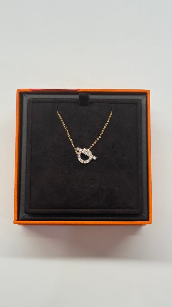 c202506627-hermes-finesse-diamond-necklace Pre-Owned/ Pre-Loved/ Second-Hand Hermes Finesse Diamond Necklace, Necklace in Rose Gold Color, Size, Front View