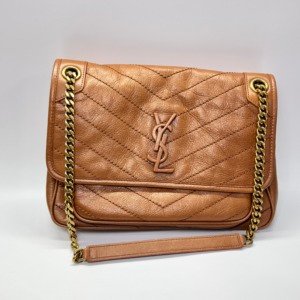 Pre-Owned/ Pre-Loved/ Second-Hand Saint Laurent (YSL) Niki Medium (Calf Leather), Bag in Brown Color, 28 X 20 X 8.5 CM Size, Front View