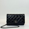 b202601710-chanel-wallet-on-chain-patent-leather Pre-Owned/ Pre-Loved/ Second-Hand Chanel Wallet On Chain (Patent Leather), Bag in Black, Silver Hardware Color, Size, Front View
