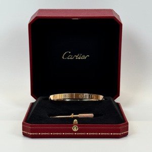 b202603716-cartier-classic-love-bracelet Pre-Owned/ Pre-Loved/ Second-Hand Cartier Classic Love Bracelet, Bracelet in Rose gold Color, 19 Size, Front View