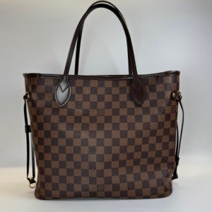 b202605700-louis-vuitton-lv-neverfull-damier-ebene Pre-Owned/ Pre-Loved/ Second-Hand Louis Vuitton (LV) Neverfull Damier Ebene, Bag in Damier Ebene Color, Mm Size, Front View