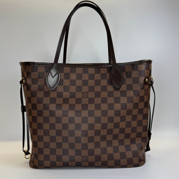 Pre-Owned/ Pre-Loved/ Second-Hand Louis Vuitton (LV) Neverfull Damier Ebene, Bag in Damier Ebene Color, Mm Size, Front View