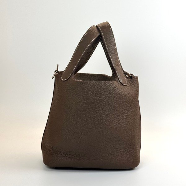 b202606741-hermes-picotin-18 Pre-Owned/ Pre-Loved/ Second-Hand Hermes Picotin 18, Bag in Etoupe, Silver Hardware Color, 18 Size, Front View